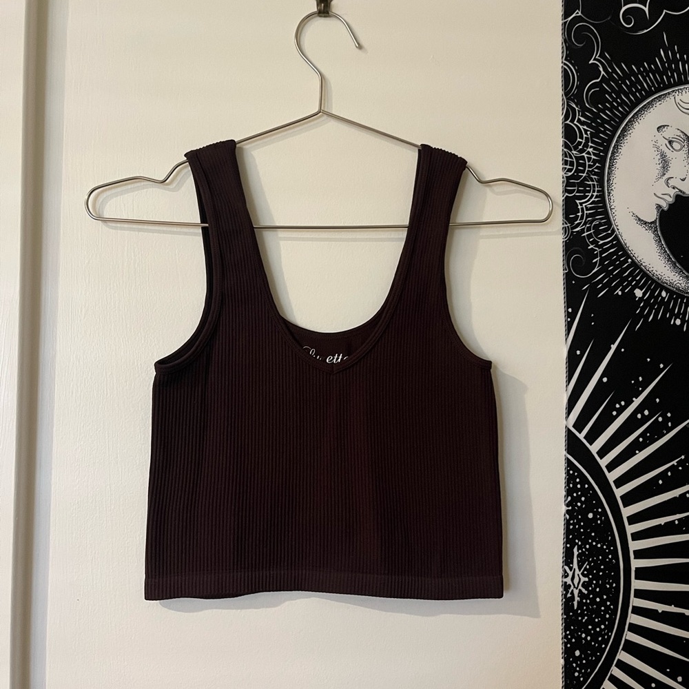 DARK BROWN CAMI CROPPED TANK